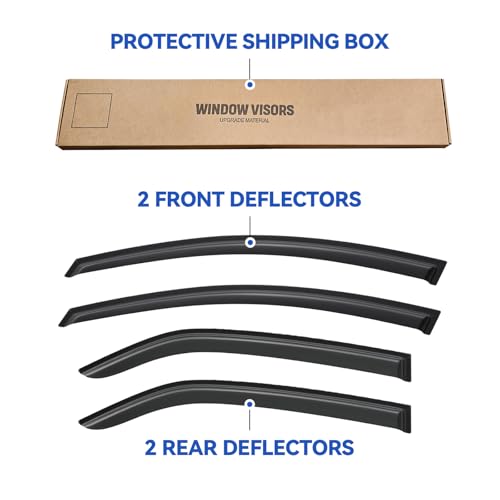 Image of Window Visors Rain Guards for 2009 2010 2011 2012 2013 Kia Forte, Out-Channel Window Vent Wind Deflectors Visors Shades for 09 10 11 12 13 Kia Forte