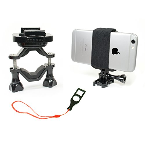 Action Mount | Smartphone Bike Handlebar Mount with Action Mount Adapter for Smartphone, Operable with Any Smartphone. Strongest Hold on The Market. Mount Your Sport Camera, or Phone. (Black)