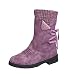 Dantazz Damen Winterstiefel mit Absatz Schneestiefel Langstiefel Retro-Stil Schnürstiefel mit Reißverschluss Wasserdicht Mitte Kalb Stiefel rutschfeste Winterboots Warm Boots (Lila, 37)