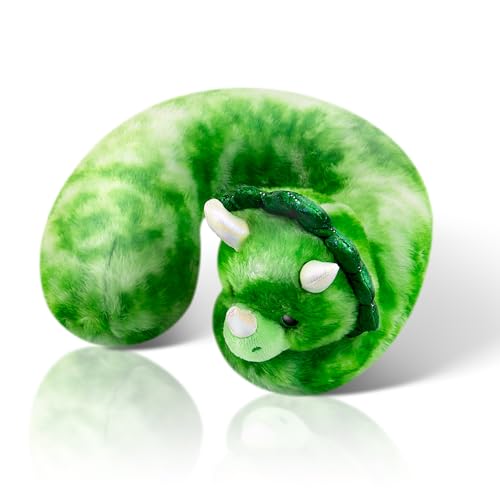 Image of Cloudz Kids Super Soft N' Cuddly Animal Airplane Travel Neck Pillow! Keep Children Comfy and Supported with a Buddy While Traveling or just Resting at Home - Green Dino