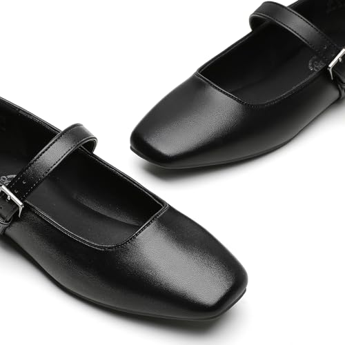 Image of Trary Mary Jane Shoes Women Woven Flats for Women Dressy Ballet Flats Squared Toe Mary Jane Flats Shoes