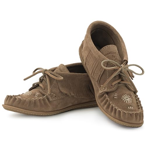 Image of Laurentian Chief Moccasins Women Ankle Boot - Stylish Ankle Boots with Inca Embroidery, Comfortable Insole, Durable Rubber Sole, Made in Canada