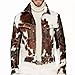 Men's Western Genuine Cowhide Leather Cafe racer biker Jacket Natural Hair-On Cow Skin Fashion Coat