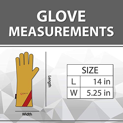 SAFE HANDLER Prime Welding Gloves with Kevlar Thread Protection | Reinforced Thumb and Palm, Heat Resistant for oven, MIG welding, TIG welder, Grill, Fireplace, BBQ, 14 inch, 1 Pair (2 gloves) - Thumbnail 5