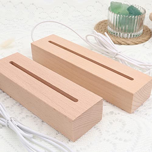 7 Inch Display Pedestal, Rectangle Led Lights Display Base, Warm Light Wooden Lighted Base Stand For Crystal Glass Resin Art, Home Decor #TOP6