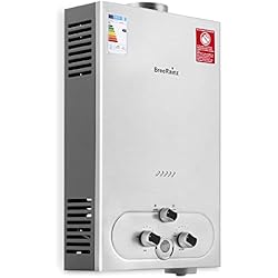 20LPM Calentador de Agua Gas, 40KW Calentador de Agua Butano Propano con la Presión de Agua Disponible Súper Baja de 0,2 Bar para Ducha y bajo Demanda, Operada con GLP