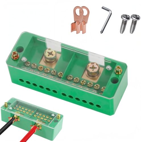 Image of Serplex Terminal Block 2 Inlet 12 Outlet Metering Box Junction Power Distribution Terminal Block Distribution Junction Box 660V 30A 40A Unipolar Terminals Box for Electrical Wiring in RV /Boat /Home