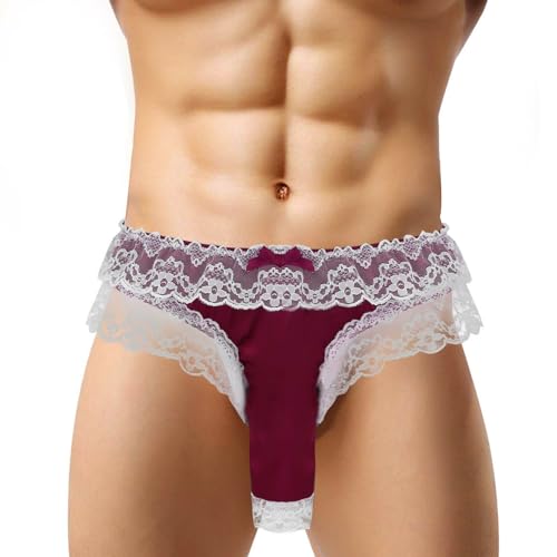 Strings G-Strings crossdressers en satin brillant et dentelle sissy