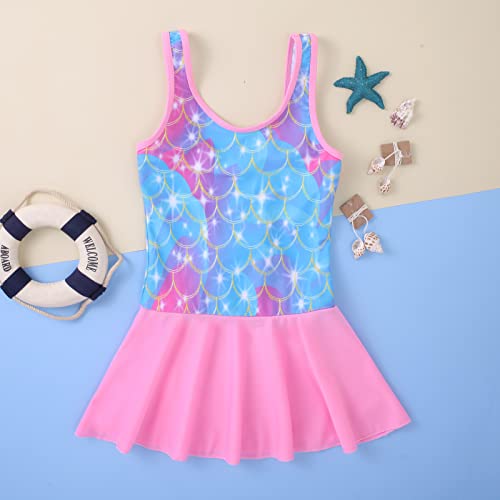 Yirongwang Girls One Piece Swimsuit Upf 50+ Summer Swimwear Beach Bathing Suit Sport Swimming Suits For Girls 8-9 Years Mermaid Pink #TOP2