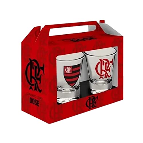 Conjunto 2 Copos De Shot Dose Do Flamengo Megão Cachaça