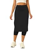 Womens Tennis Skirt with Capris Leggings Golf Knee Length Skorts Athletic Long Skirts for Women with Pockets