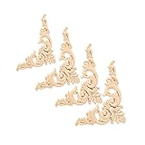 4pcs Unbemalten Holz Geschnitzte Ecke Onlay Applica, Klassische und Elegante Möbelanwendungen für Dekoration, Hellfarbene Holzapparat Zum Kleben auf Schränke Spiegel (12 * 12)