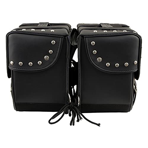 Milwaukee Leather Studded Throw-Over Motorcycle Saddlebags – Synthetic Leather – Universal Fit – Zip-Off - Large by Milwaukee Leather - Image 8
