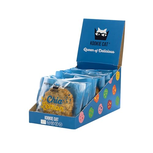 Kookie Cat Chia & Zitrone - Vegane Cookies Einzeln Verpackt, Glutenfrei, Sojafrei, Bio, Cashew & Hafer - 12 X 50g M ...