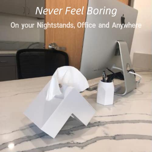 2 Pack Folded Tissue Dispenser Box - Modern Facial Tissue Holder Case For Bathroom Vanity Countertop, Dressers For Bedroom, Office Desk Or Night Stand (White) #TOP3