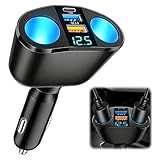 120W Car Cigarette Lighter Adapter, Dual USB QC3.0 & PD 12V/24V Multi Socket Car USB Charger Splitter Double Cigarette Lighter with LED Voltmeter Fast Charging for Phones GPS Dashcam Vehicle Devices