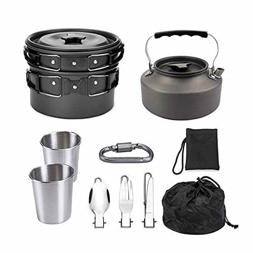 Bouilloire randonnée extérieure portable et pot de voyage anti-adhésif 9pcs