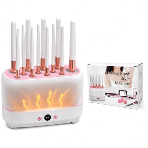 Electric Makeup Brush Dryer Machine, Holds Up to 12 Brushes, Gentle Drying Makeup Brush, Drying Rack with 4H/6H/8H/10H Timer, Portable Brush Holder for Daily Brush Care, Perfect Gift for Makeup Lovers