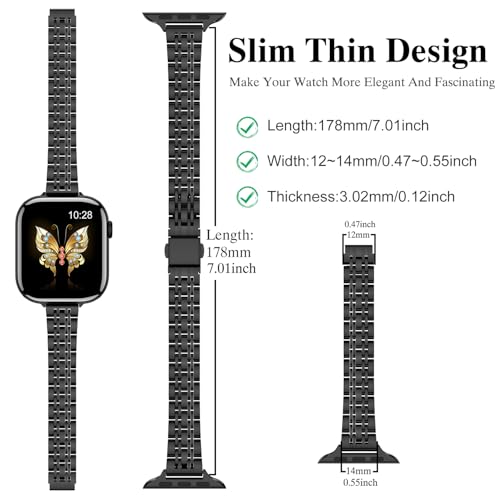 Image of MioHHR Slim Metal Band Compatible with Apple Watch Bands 42 /41 /40 /38mm