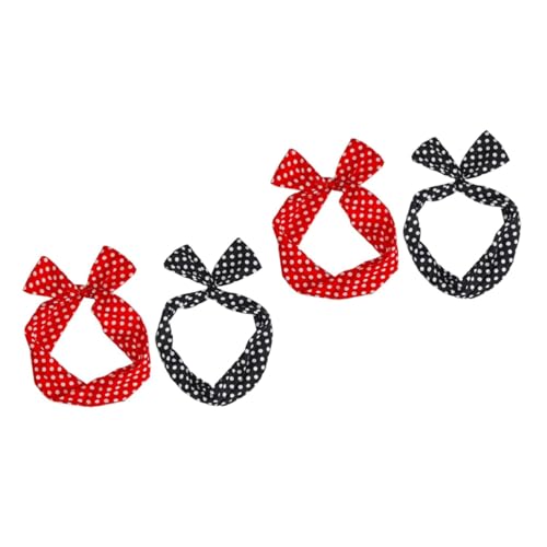 OSOLADY 女士?箍4 個 水玉カチューシャ ヨガのヘアバンド レッドドットバンダナ ドットヘッドバンド ベビーヘッドバンド ワイヤーヘッドバンド 女性用ヘアスカーフ 女性用ヘア ポリエステル