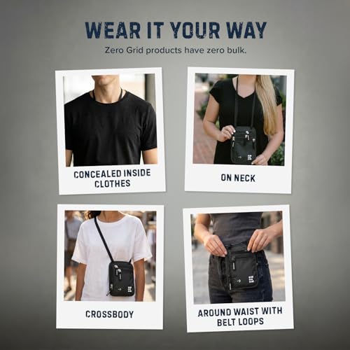 Image of Neck Wallet for Travel & Passport Holder with RFID Blocking - Slim & Easy to Conceal Nylon Travel Pouch for men & women - Holds Phone, Cash, Cards, Keys - Sweat & Water Resistant - Large - Black