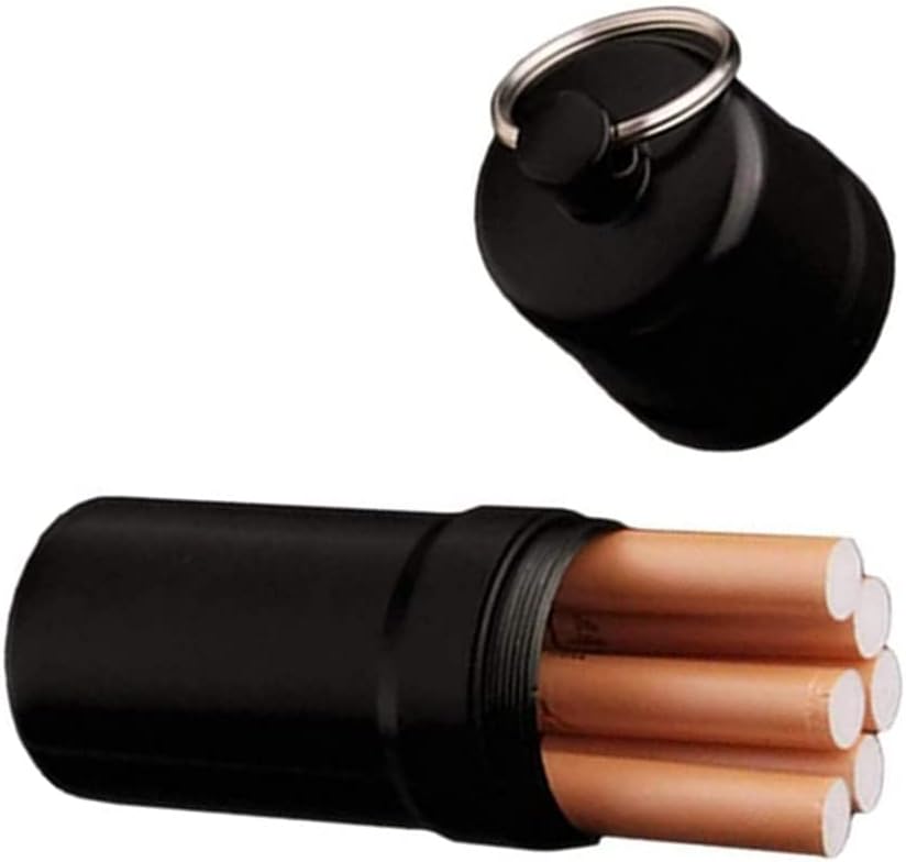 1Pcs Portable Cigarette Pocket Waterproof Cigarette Box Cigarette Case Holder with Keychain for Mens Women (Black)