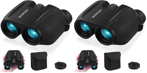 Image of Hontry Binoculars for Adults & Kids, 10x25 Compact Binoculars for Bird Watching, Theater and Concerts, Hunting and Sport Games (Pack of 2)