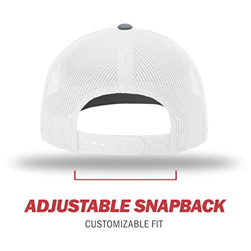 Richardson Unisex 112 Trucker Adjustable Snapback Baseball Cap, Split Heather Grey/White, One Size Fits Most #TOP3