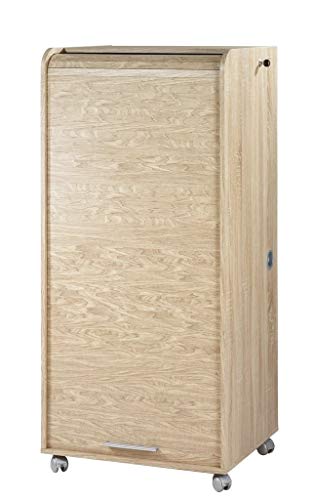 SIMMOB Armoire Informatique Mobile Chêne 2 Tiroirs 5 Niches L 65.2 H 139.9 P 53.1 cm - Chêne Naturel