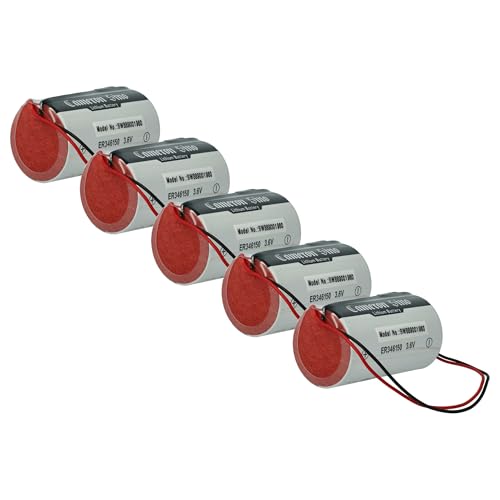 vhbw 5X batería Compatible con DSC WT4911R, WT8911 ALEXOR Sistema de Alarma, Sirena inalámbrica Exterior (14500 mAh, 3,6 V, Li-MnO2)