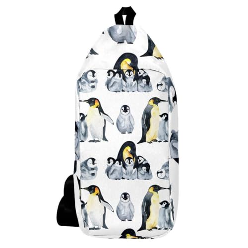 Sac à dos à bandoulière pingouin aquarelle multicolore homme femme sacoche poitrine sport