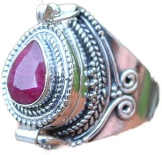 Ruby Ring, Poison Box Ring, Teardrop Stone Ring, Poison Ring, Strange Box Ring, Locket Ring, Red Ruby ~ Gemstone Box Ring, Pear Stone Ring, Poison Pill Box, Raw Ruby Ring, Handmade Poison Ring