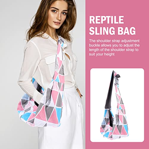Balacoo Bearded Dragon Sling Carrier - Adjustable Reptile Travel Bag for Leopard Gecko, Lizard, & Small Animals - Hands-Free Soft Warm Pouch with Shoulder Strap (Geometric Pattern)