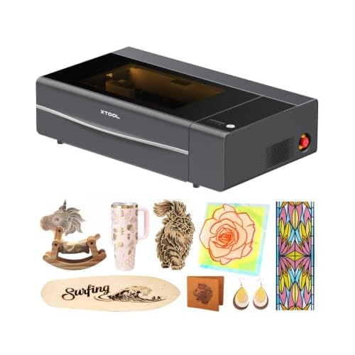 xTool P2 55W Laser Graviermaschine, Smart Desktop CO2 Laser Graviermaschine und Cutter,Dual Smart 16MP Cameras, Gebogene Oberflächengravur, ideal für Holz und Metall, Acryl, Glas, Stoff, Leder