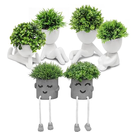 MAKHOT Cute Fake Plants,Artificial Plants in Pots, Small Fake Plants,Office