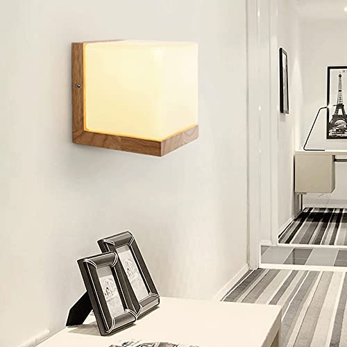 Aplique de pared de candelabro de madera y lámpara de noche de vidrio 4