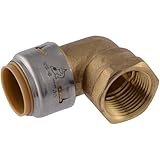 SharkBite Max 90 Degree Female Adapter Elbow, 3/4 Inch Push-to-Connect x 3/4 Inch FNPT, Brass Plumbing Fitting, UR314A