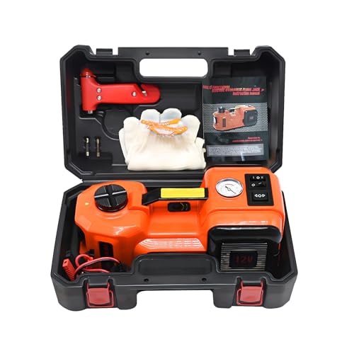 Image of Electric Car Jack Kit - 5 Ton /11023 LBS 12V Hydraulic Jack Lift with Tire Inflator Pump & LED Light - 2-in-1 Kit for SUV, Truck, Sedan Tire Changes & Repairs