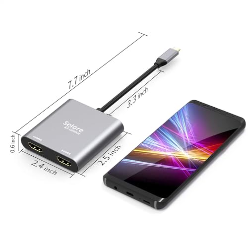 Selore&S-Global USB C to Dual HDMI Adapter 4K @60hz, Type C to HDMI Converter for MacBook Pro Air 2020/2019/2018,LenovoYoga 920/Thinkpad T480,Dell XPS 13/15/17,etc by Selore&S-Global - Used condition - Image 8