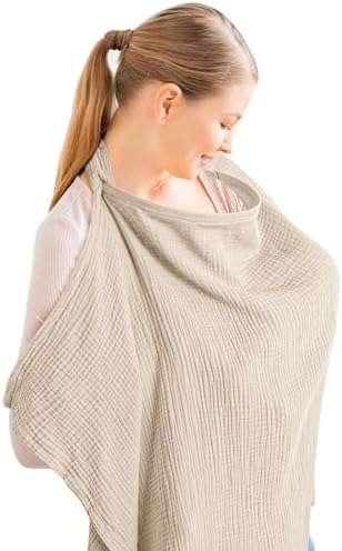 Konssy Muslin Nursing Cover Up for Breastfeeding with Rigid Hoop