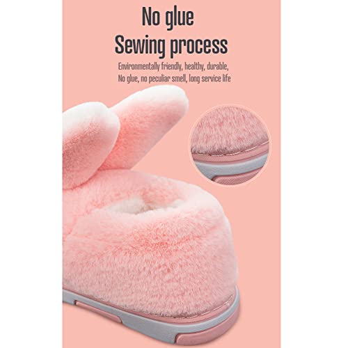 Bunny Slippers for Women Warm Funny Slippers Rabbit Plush Slippers Cute Animal House Shoes for Winter Family Living Room Bedroom Cotton Slippers Girls Non-Slip Slippers Grey/Pink/Red/Yellow3