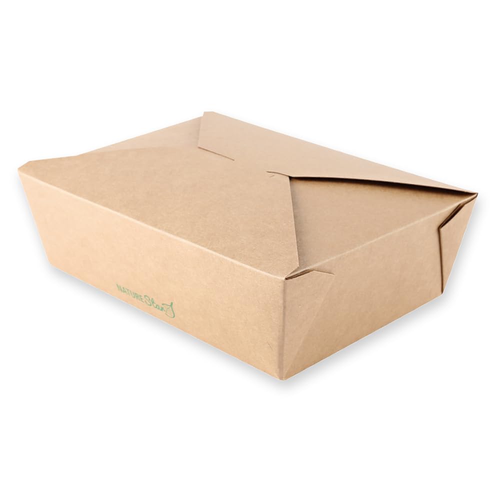 FRANZ MENSCH 200 Stück NATUREStar Foodboxen Menu | Kraftpapier/PE, FSC®-Mix, L: 21,5 cm, braun, B: 16,2 cm, H: 6,4 cm, Karton, Foodboxen aus Kraftpapier, Fingerfood, Pappboxen