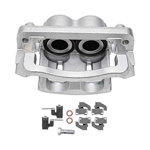 Image of Detroit Axle - Front Drilled Brake Rotors Passenger Side Brake Caliper Replacement for Ford F-250 F-350 Super Duty - 3pc Set