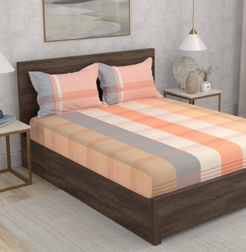 Image of Portico New York Super King Size Flat Bedsheet with 2 Pillow Covers Cadence 18