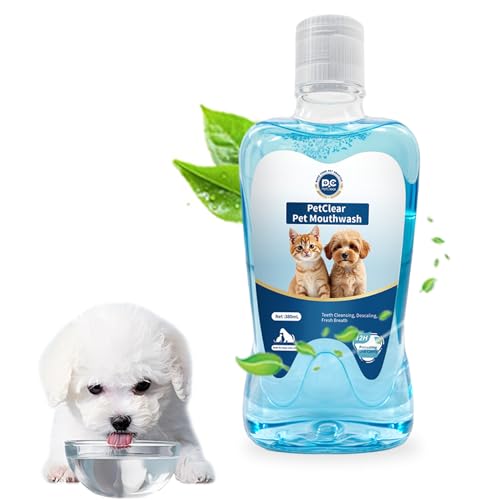 Pcpetclear - Mundwasser Für Hunde Und Katzen - Zahnsteinentferner - Trinkwasserzusatz - Schützt vor Plaque Und Zahnstein - Frischer Atem - Keine Bürste Erforderlich - 380ml Stück (1)