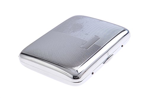 High-grade Stainless Steel Cigarette Case, with elegant understated stripe pattern, holds 16 cigarette, Mod. 320-02 (US)