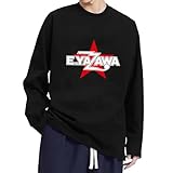 [ロニコン] Tシャツ メンズ レディース ティーシャツ 矢沢永吉 長袖 綿100% T-Shirts 肩落とし 丸襟 通勤 通学 日本からの発送 Black XL