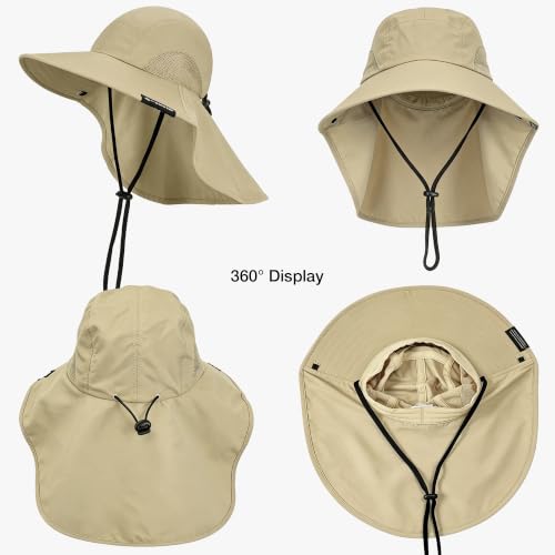 Image of Solaris Sun Hat with Neck Flap, UPF 50 Sun Protection Lightweight Sun Cap for Men Women, Wide Brim Hat for Fishing Hiking