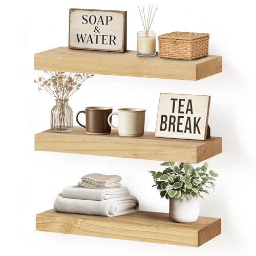 ABSWHLM Floating Wall Shelf 16x6.8x1.7 Inch – Solid Wood Shelf