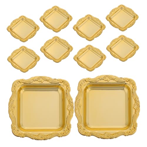 SOLUSTRE 10Pcs Elegant Baroque Tray Mini Cake Candy Dessert Plates for Weddings Showers and Parties for Display Photography Luxurious Serving Trays
